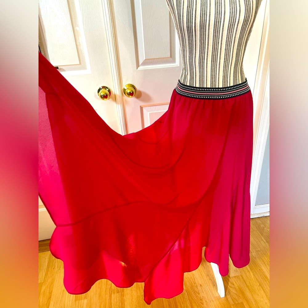 Chic Red Midi Skirt